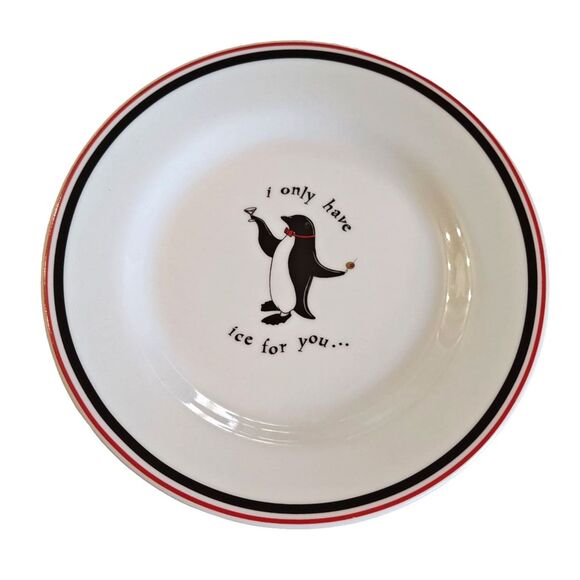 Restoration Hardware Cocktail Songs PENGUINS 7" Salad/Dessert Plates - Set of 4 - Picture 5 of 6